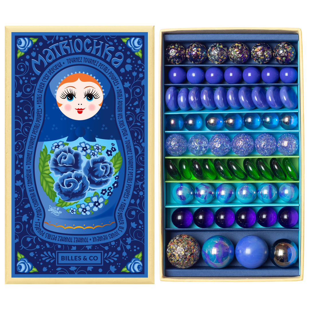 Billes &amp; Co Yelena Babushka Russian Doll Marbles – 61 Piece Set