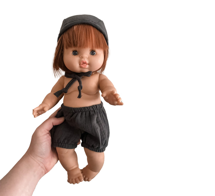 Nomad &amp; Grace Minikane Baby Doll High Waisted Bloomers &amp; Bonnet – Slate