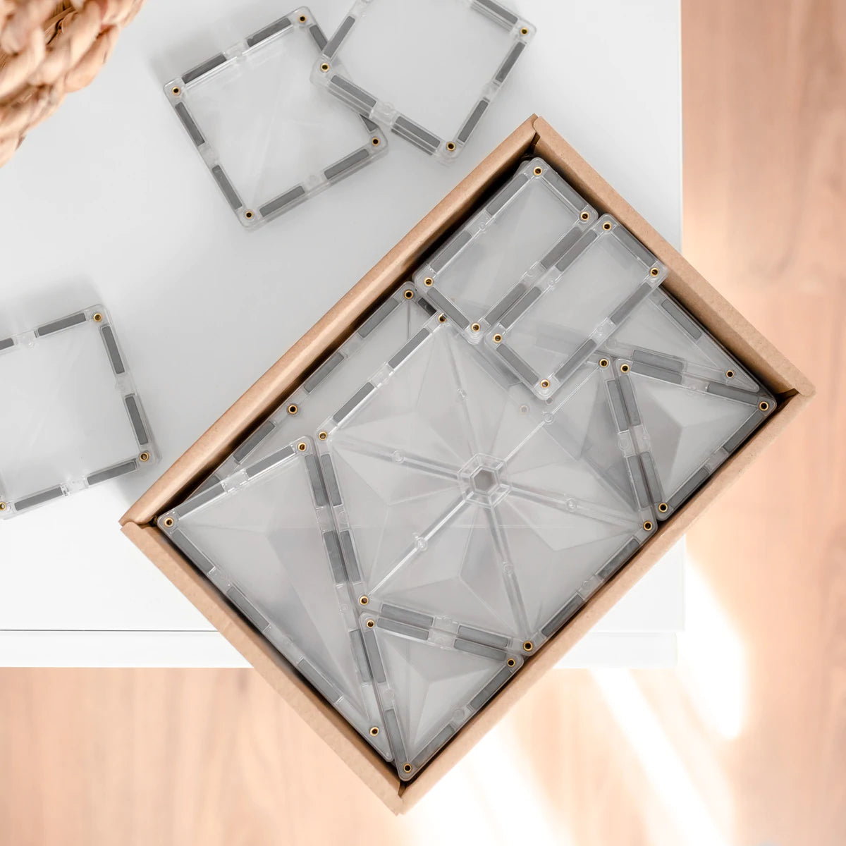 Connetix Tiles Magnetic Building Tiles Clear Starter Pack – 34 Piece Set