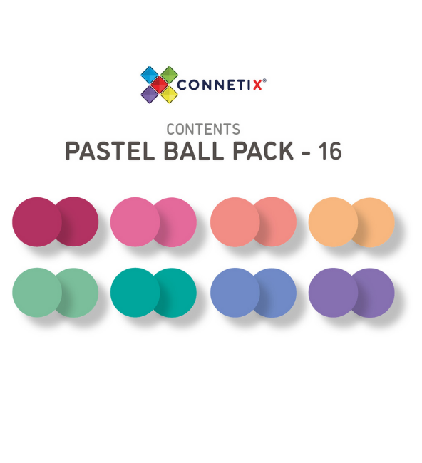Connetix Tiles Pastel Replacement Ball Pack – 16 Piece Set