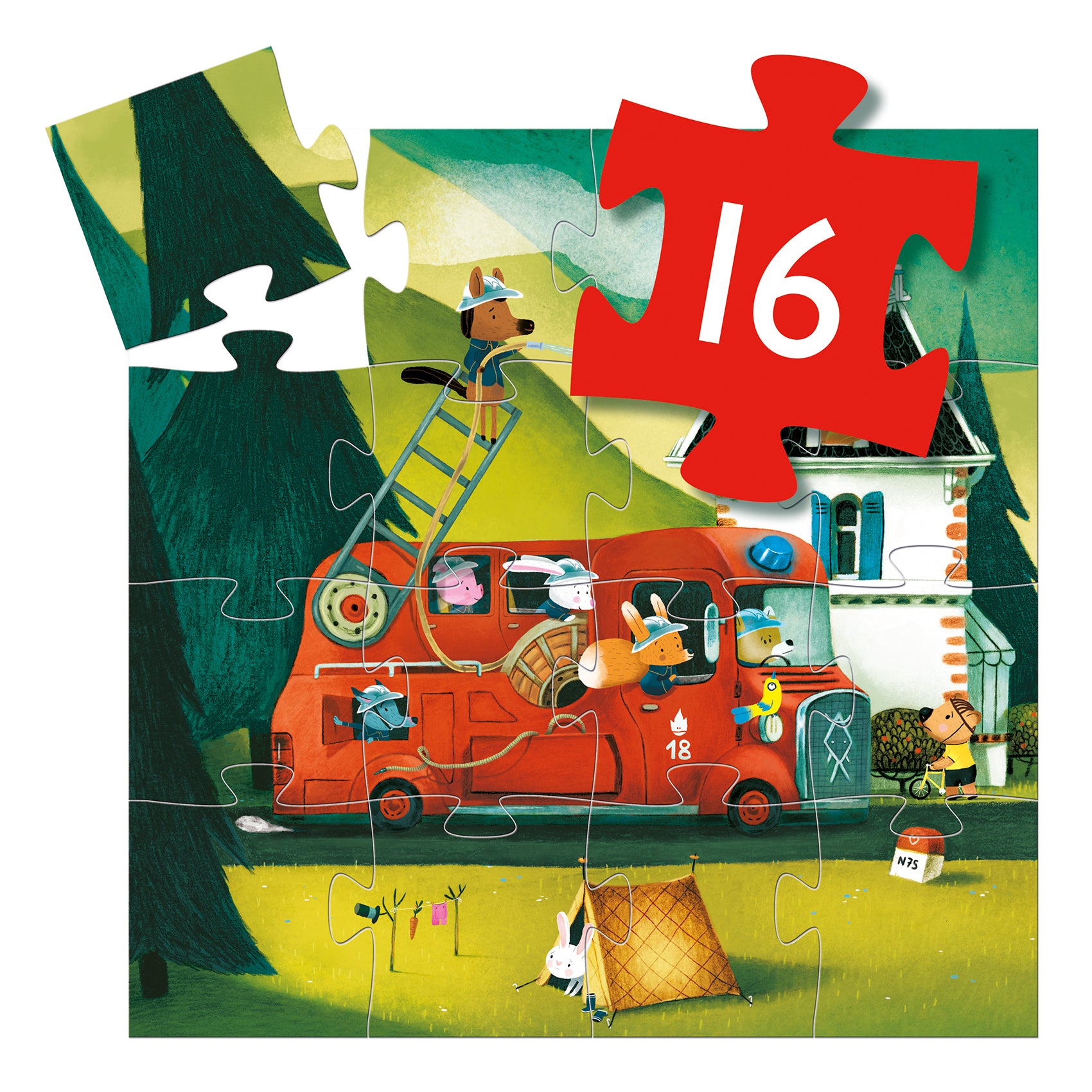 Djeco Fire Truck Puzzle – 16 Piece