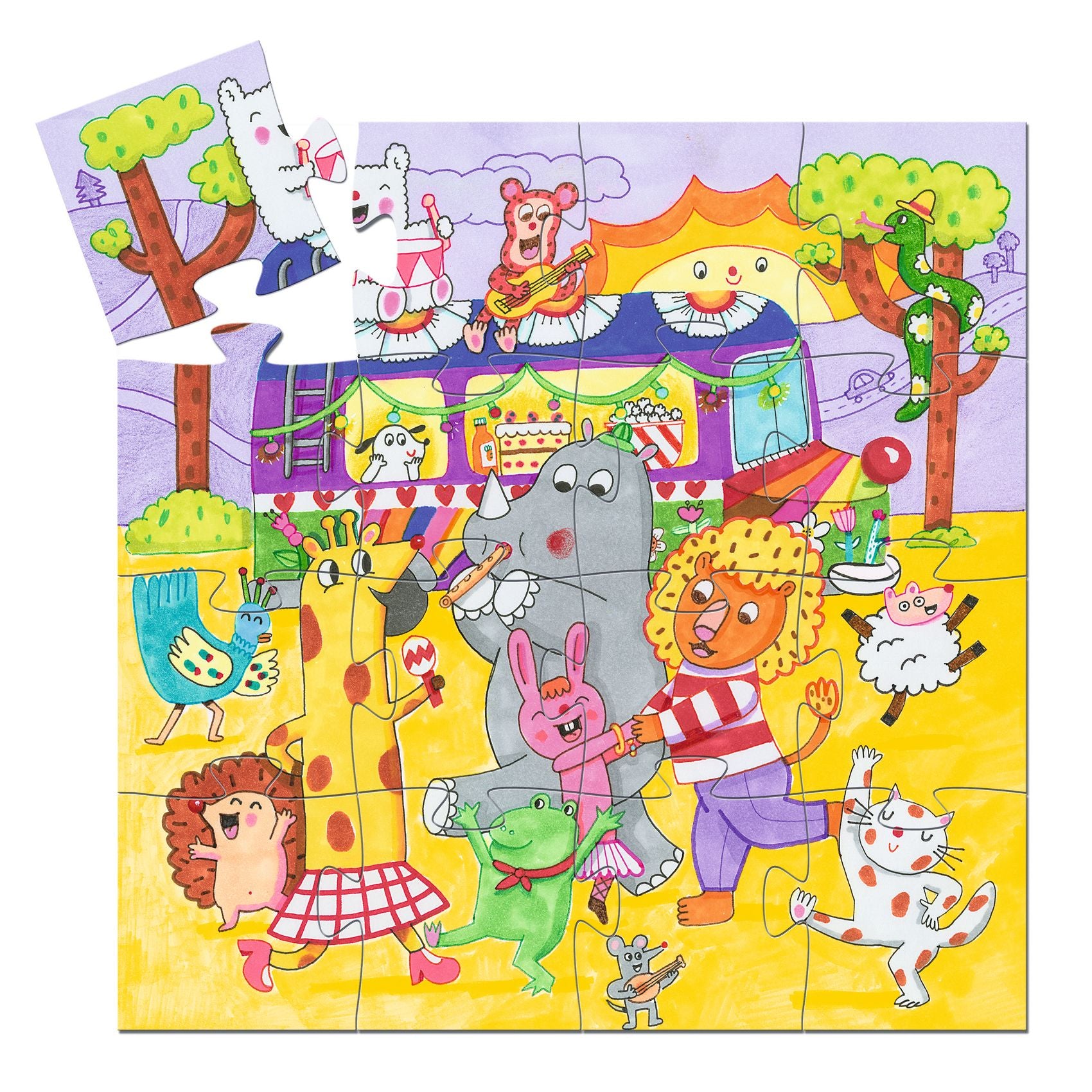 Djeco Rainbow Bus Puzzle – 16 Piece