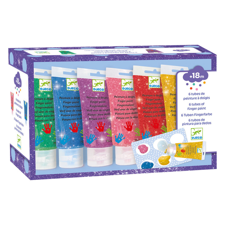 Djeco Glitter Finger Paint Tubes – Set of 6
