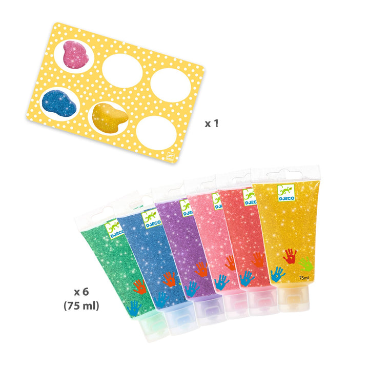 Djeco Glitter Finger Paint Tubes – Set of 6