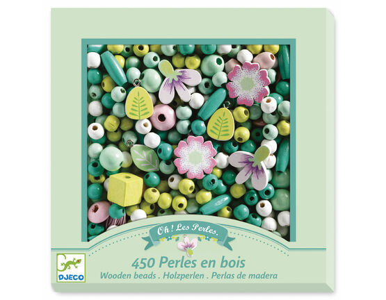 Djeco Wooden Beads – Flowers &amp; Leaves