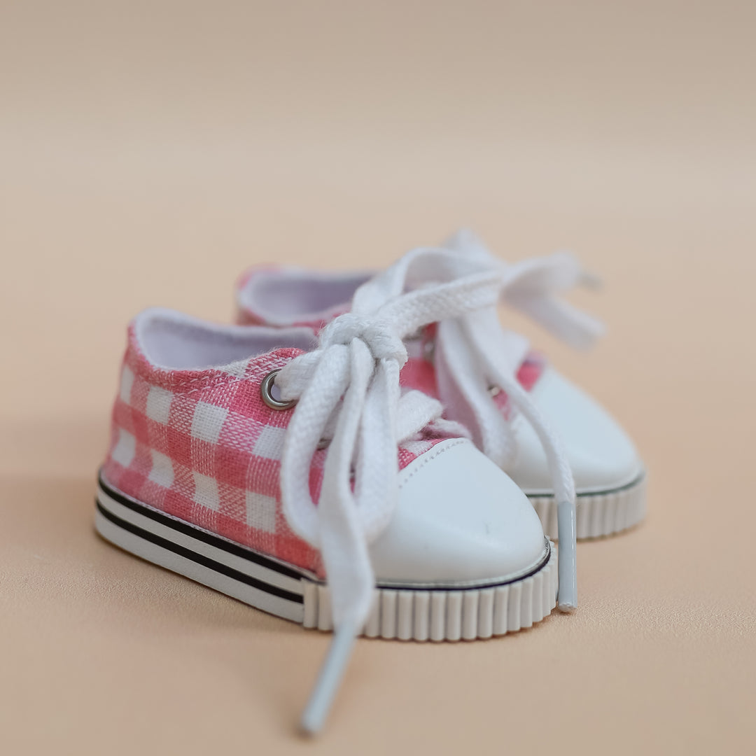 Tiny Harlow Tiny Tootsies Gingham Casual Doll Sneakers – Pink