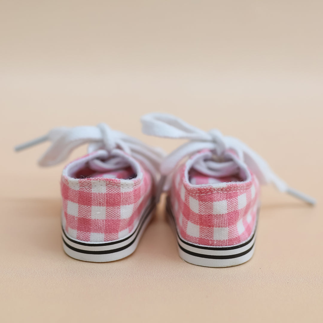 Tiny Harlow Tiny Tootsies Gingham Casual Doll Sneakers – Pink