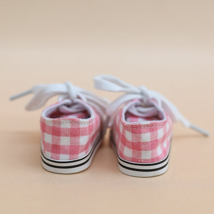 Tiny Harlow Tiny Tootsies Gingham Casual Doll Sneakers – Pink