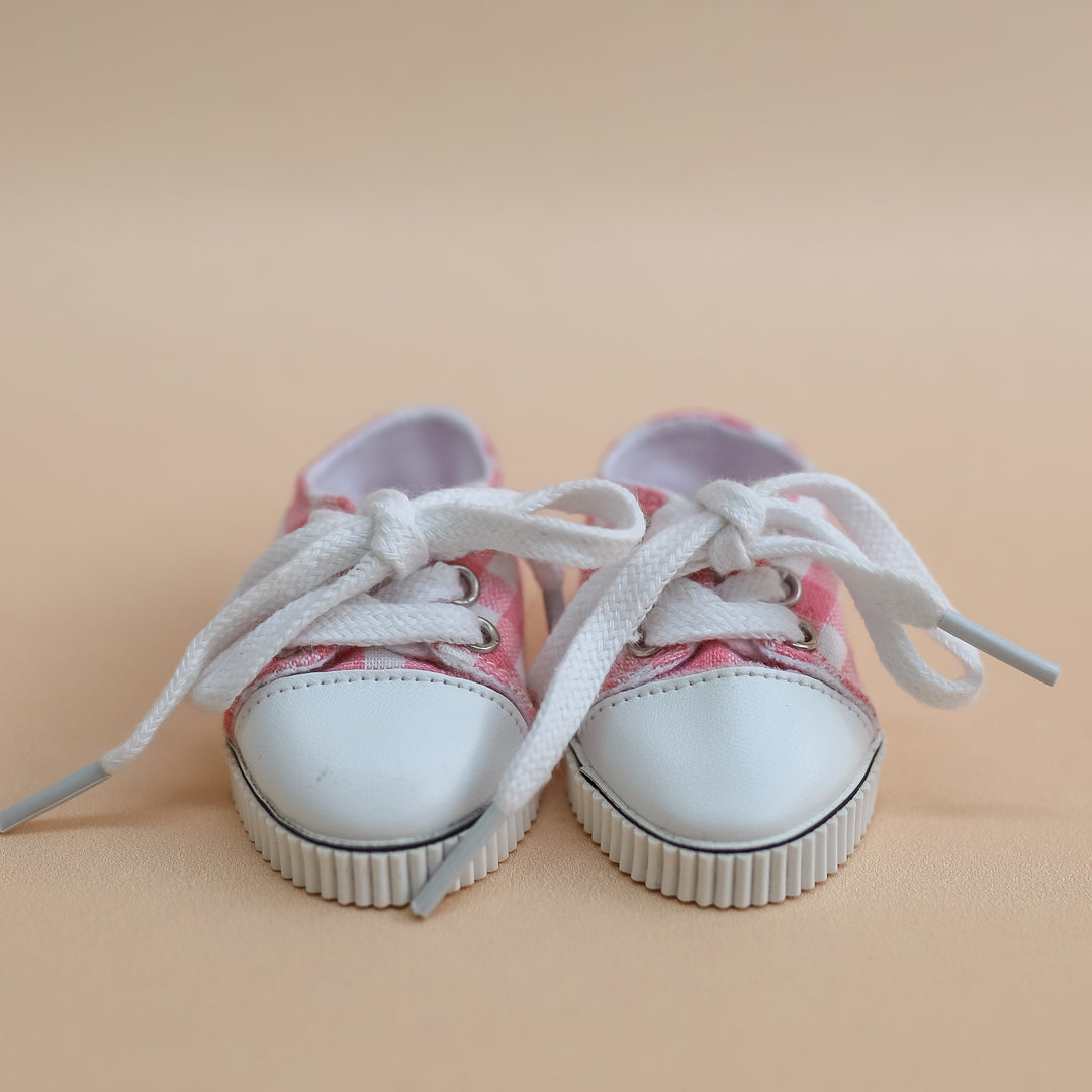 Tiny Harlow Tiny Tootsies Gingham Casual Doll Sneakers – Pink