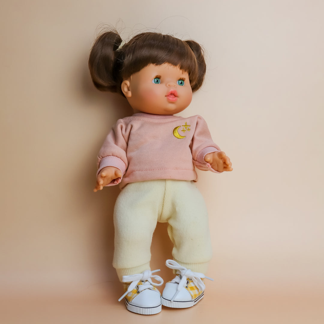Tiny Harlow Tiny Tootsies Gingham Casual Doll Sneakers – Mustard