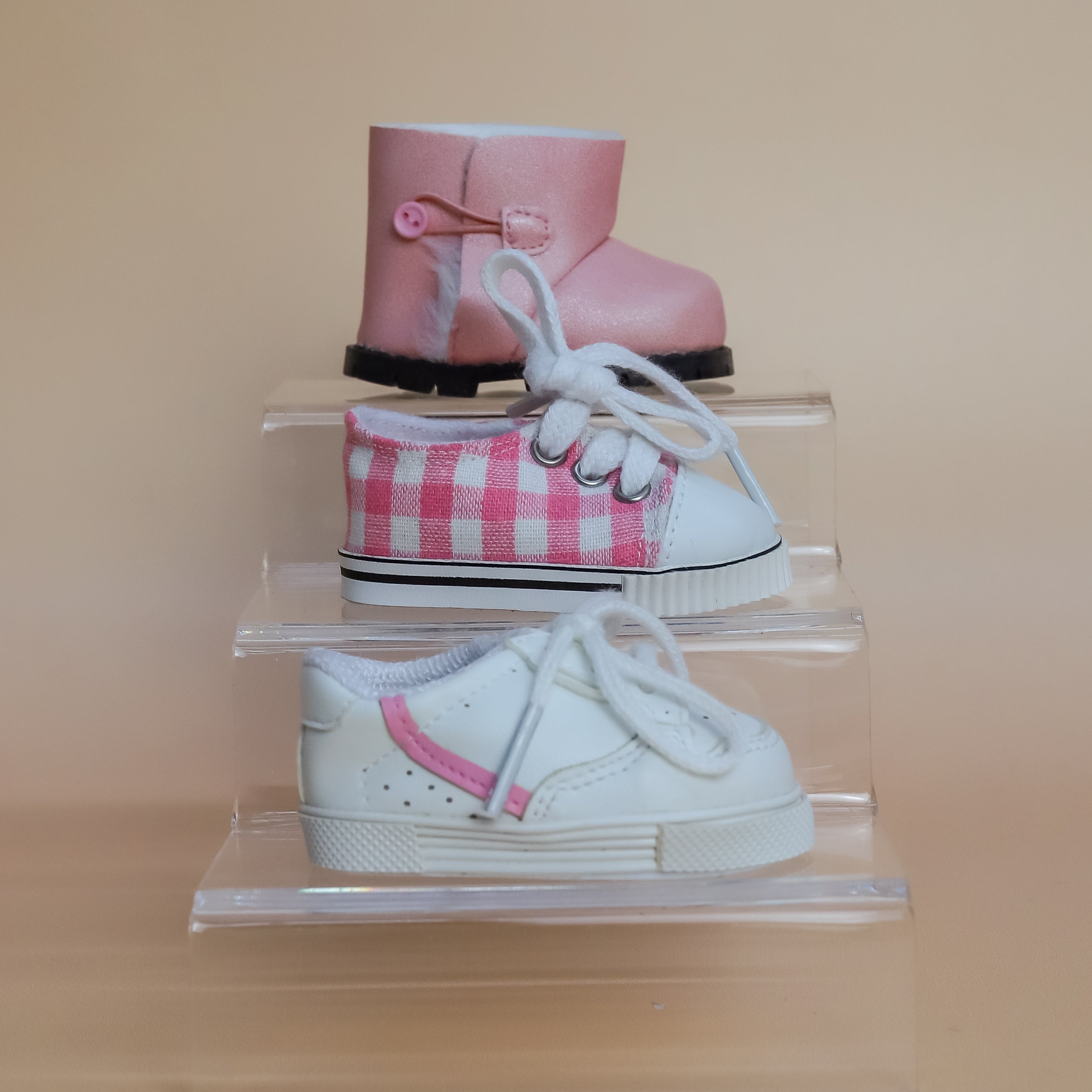 Tiny Harlow Tiny Tootsies Gingham Casual Doll Sneakers – Pink