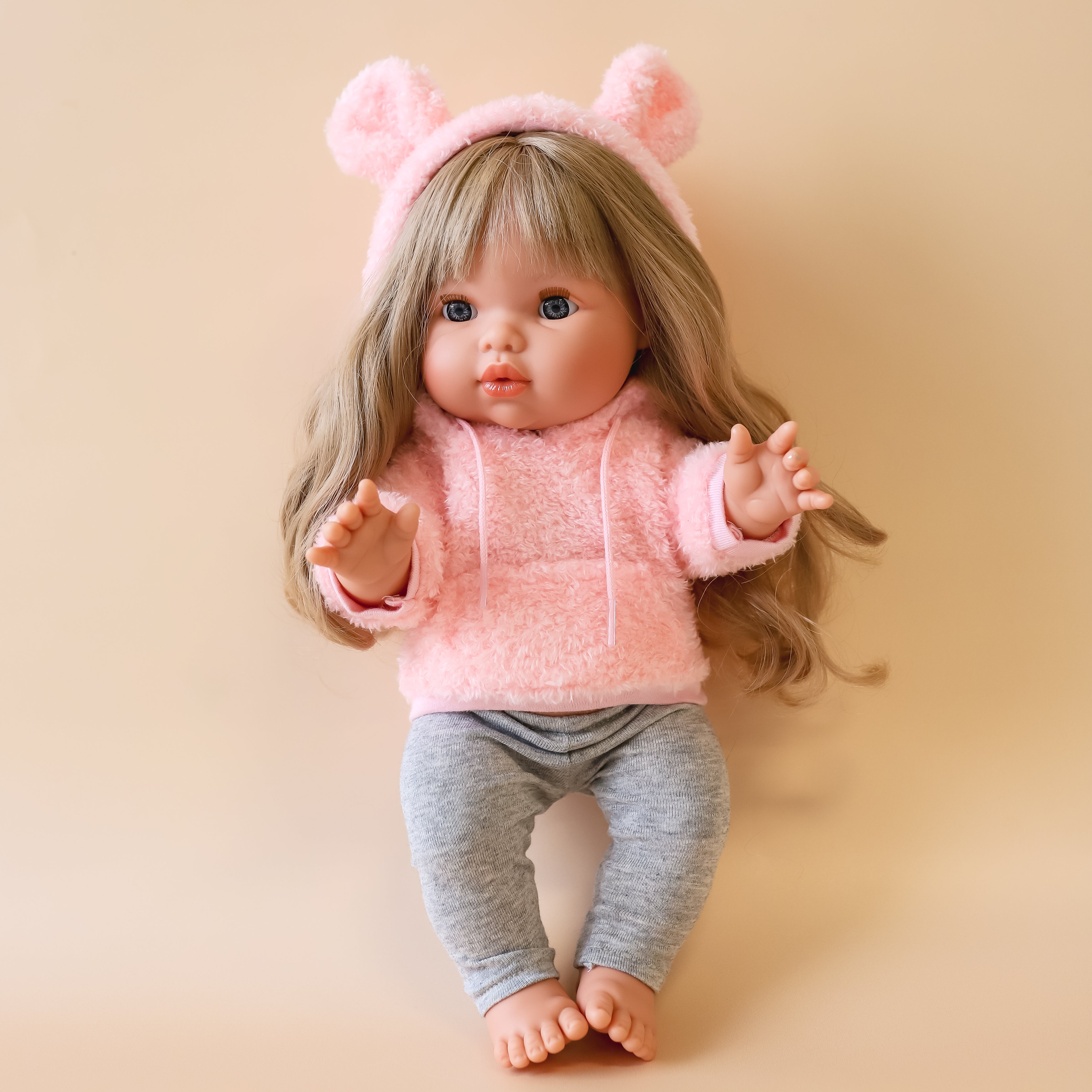 Pink Thread Teddy Tiny Harlow Tiny Threads Teddy Hoodie & Leggings Set – Pink & Grey ...