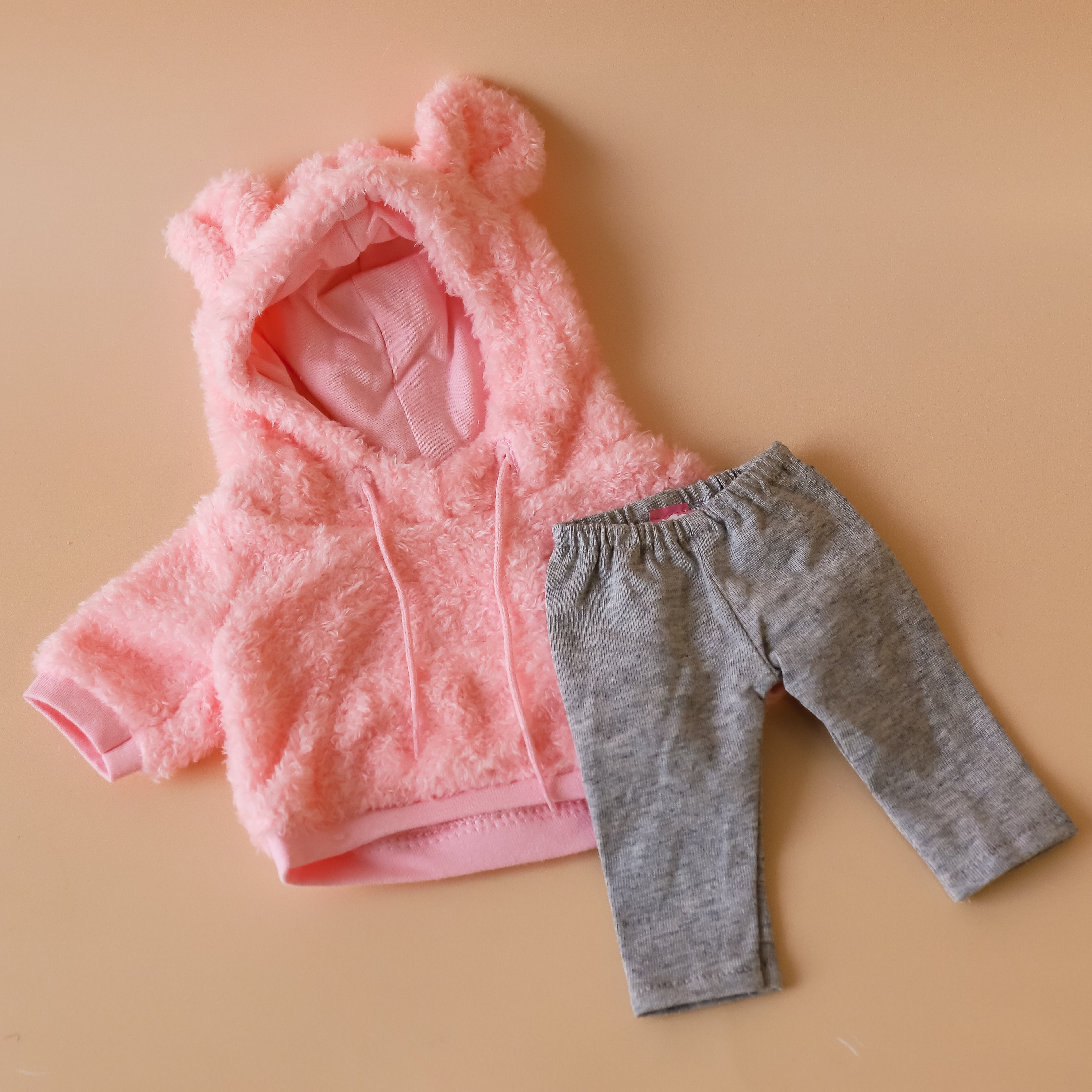 Tiny Harlow Tiny Threads Teddy Hoodie & Leggings Set – Pink & Grey