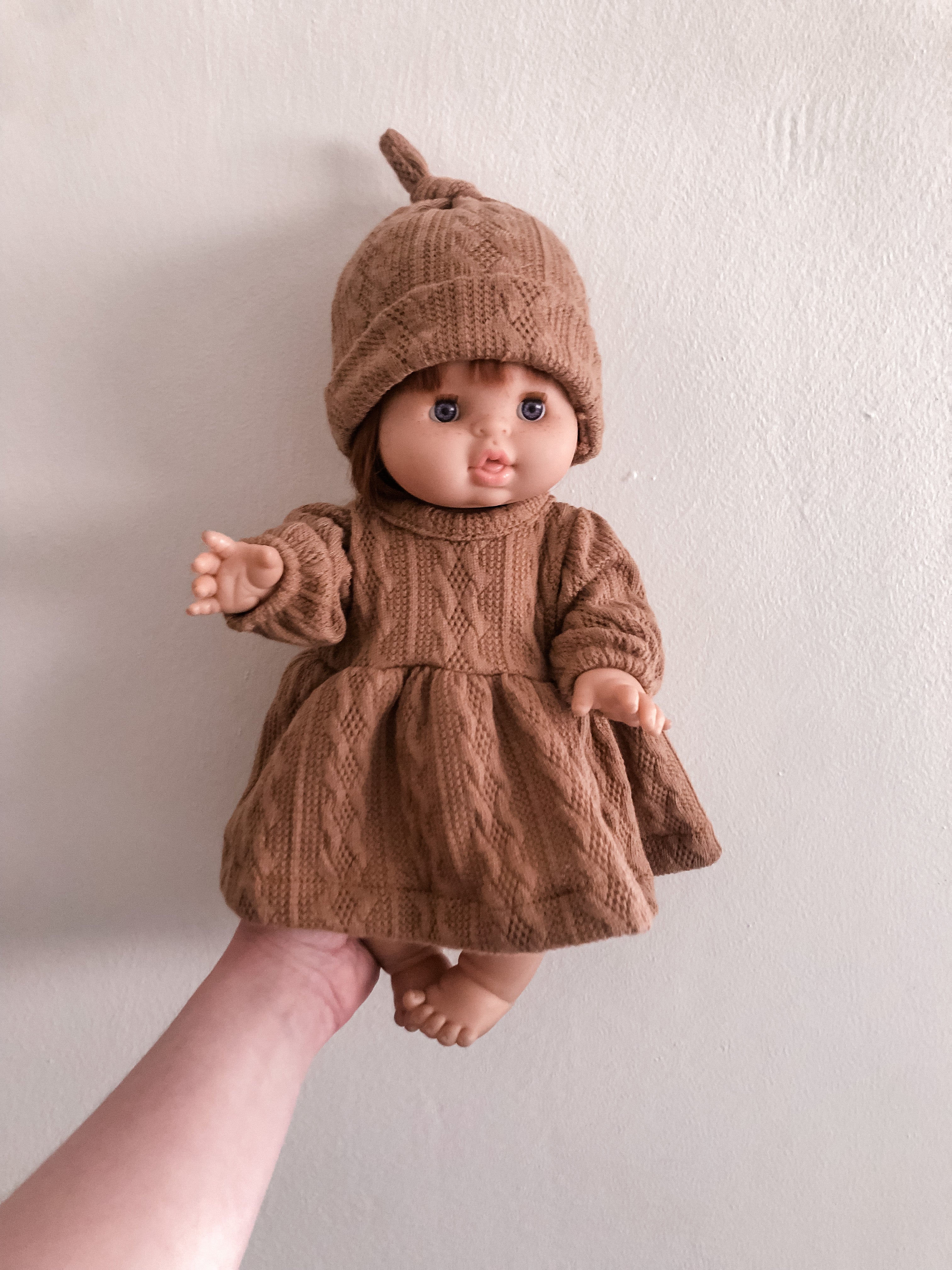 Nomad & Grace Minikane Baby Doll Winter Prairie Dress with Bonnet & Beanie – Cumin