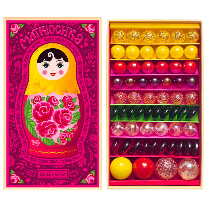 Billes &amp; Co Katerina Babushka Russian Doll Marbles – 61 Piece Set