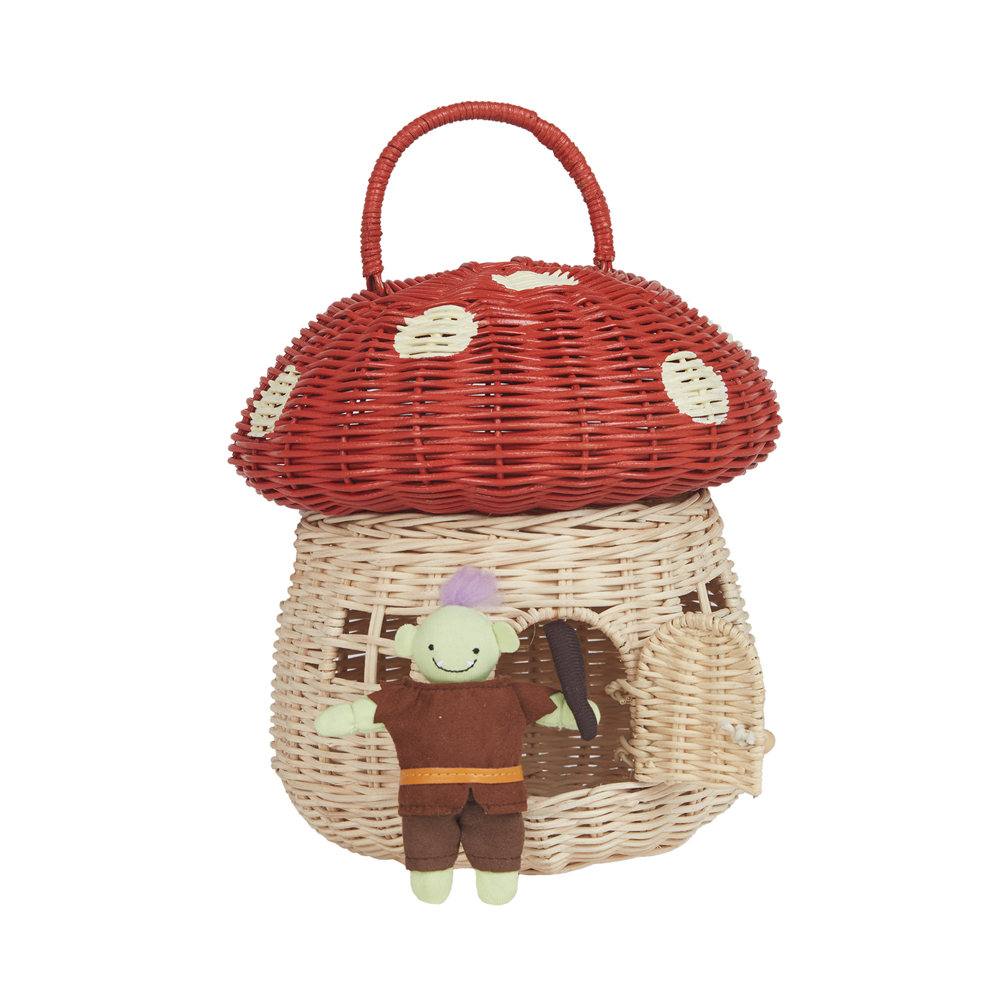 Olli Ella Rattan Mushroom Basket – Red