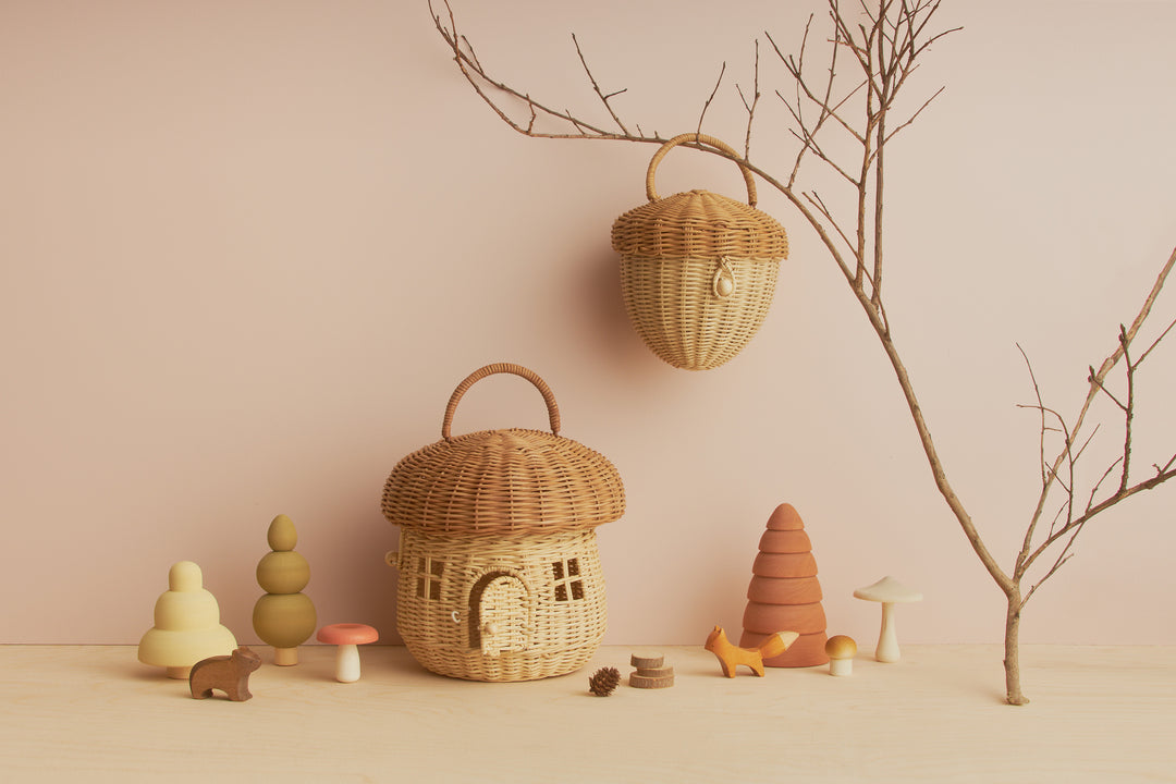 Olli Ella Rattan Mushroom Basket – Natural