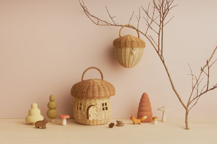 Olli Ella Rattan Mushroom Basket – Natural