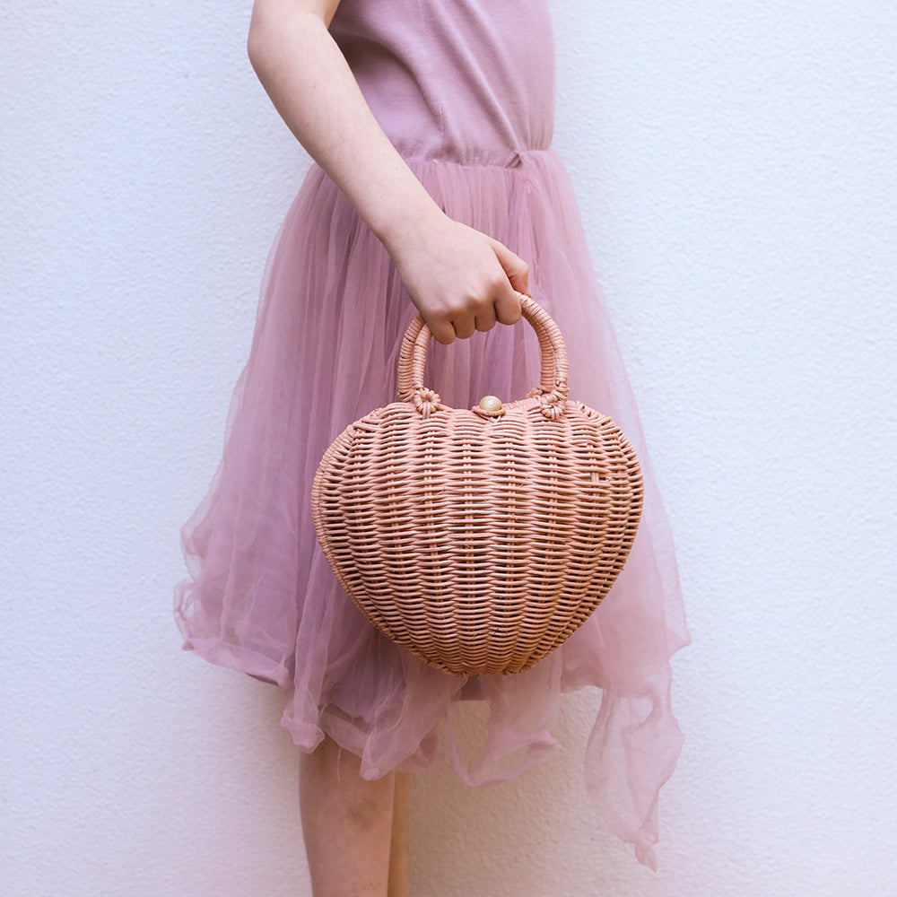 Olli Ella Rattan Luvya Bag – Rose