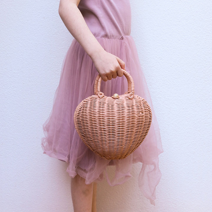 Olli Ella Rattan Luvya Bag – Rose