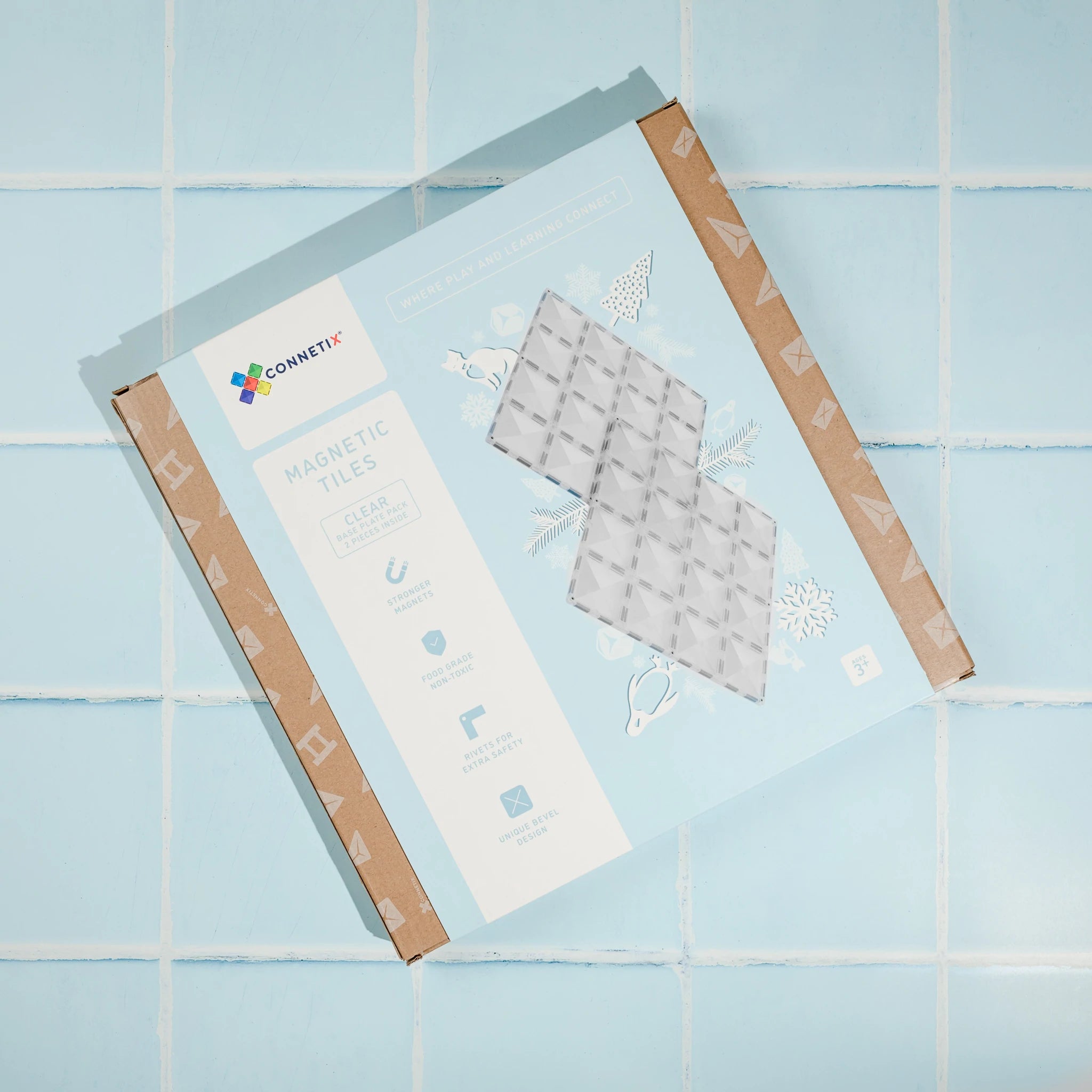 Connetix Tiles Magnetic Building Tiles Clear Base Plate – 2 Piece Set