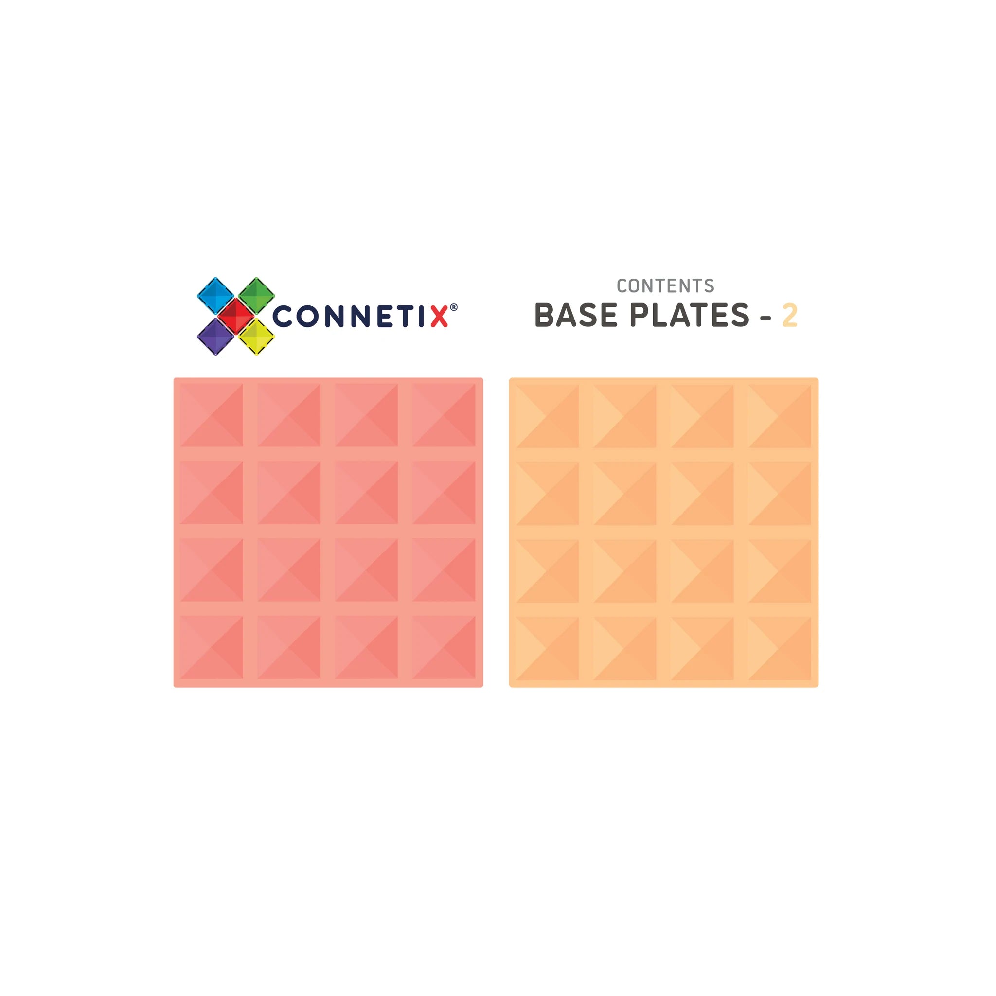 Connetix Tiles Magnetic Building Tiles Base Plate in Lemon & Peach – 2 Piece Set